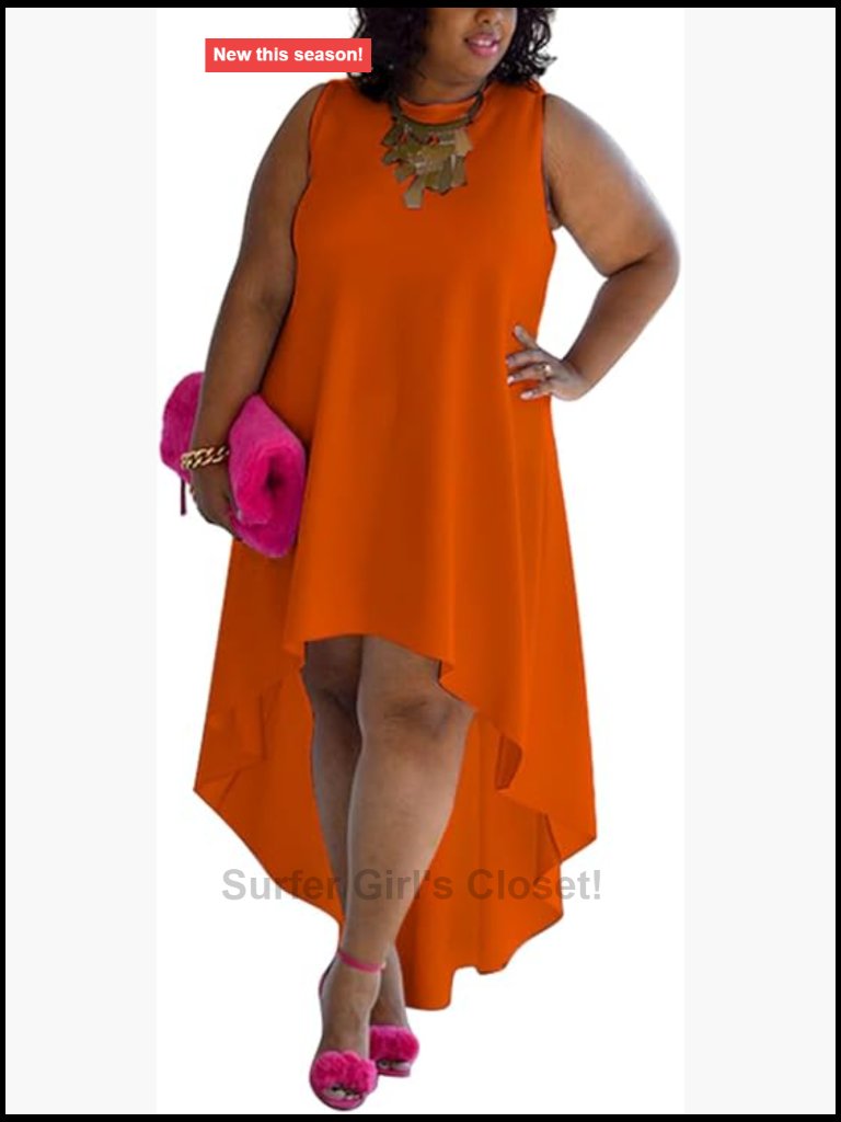 Plus Size Maxi Dress Summer Casual Sleeveless Tank High Low Hem Sundress